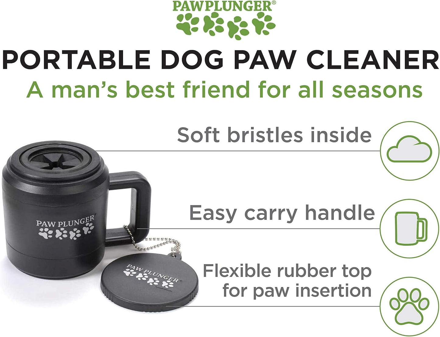Paw Plunger Portable Dog Paw Cleaner - Essential Washing Solution for Medium Dogs - Black
