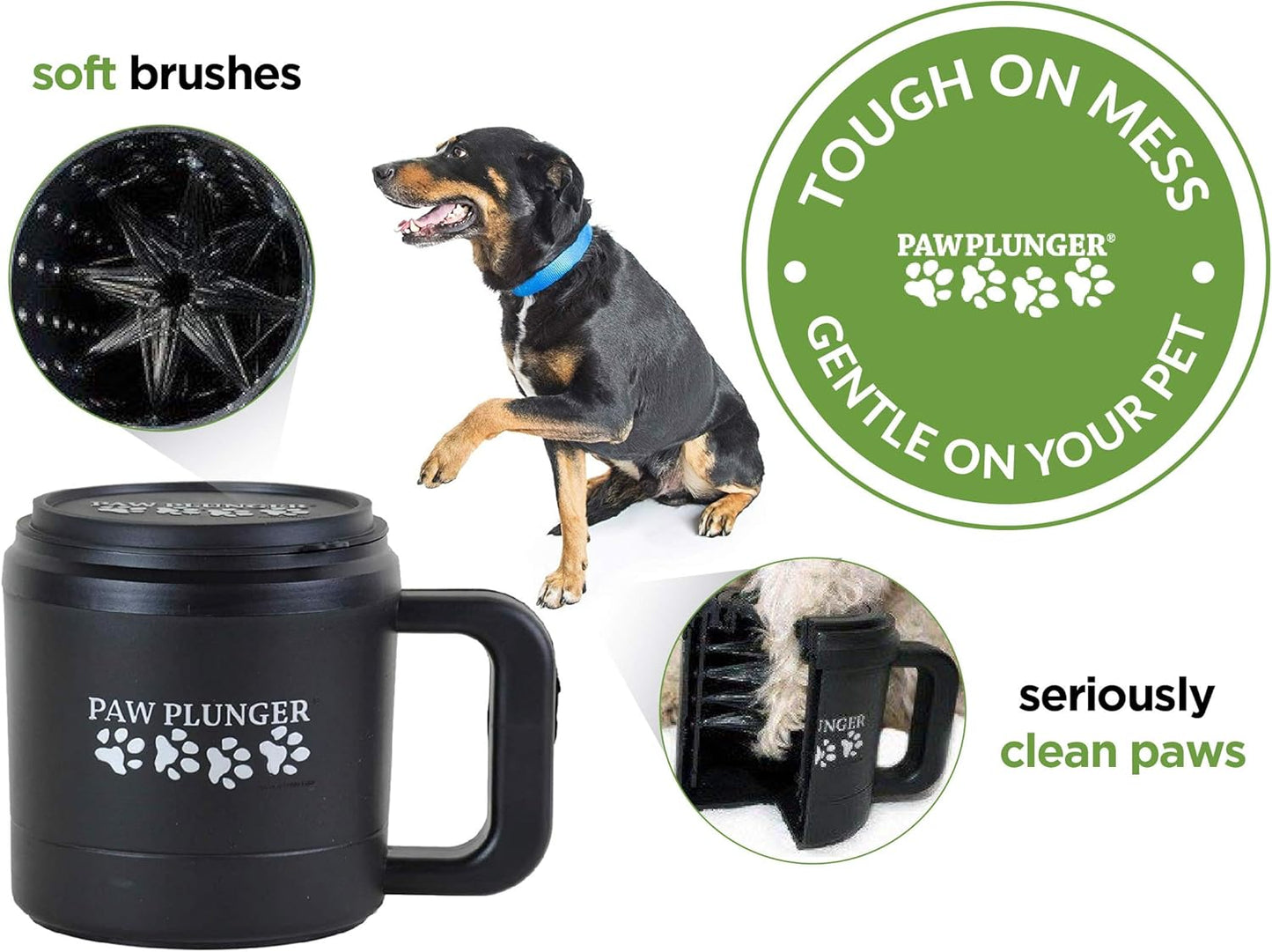 Paw Plunger Portable Dog Paw Cleaner - Essential Washing Solution for Medium Dogs - Black