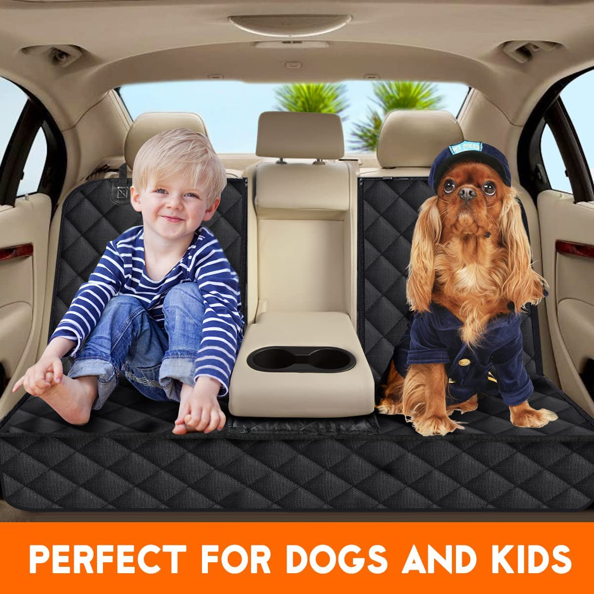 Premium Waterproof Dog Car Seat Cover - Durable Back Seat Protector for Pets, Fits Most Cars, SUVs, and Trucks (53" Width) - Black