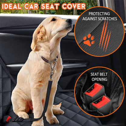 Premium Waterproof Dog Car Seat Cover - Durable Back Seat Protector for Pets, Fits Most Cars, SUVs, and Trucks (53" Width) - Black