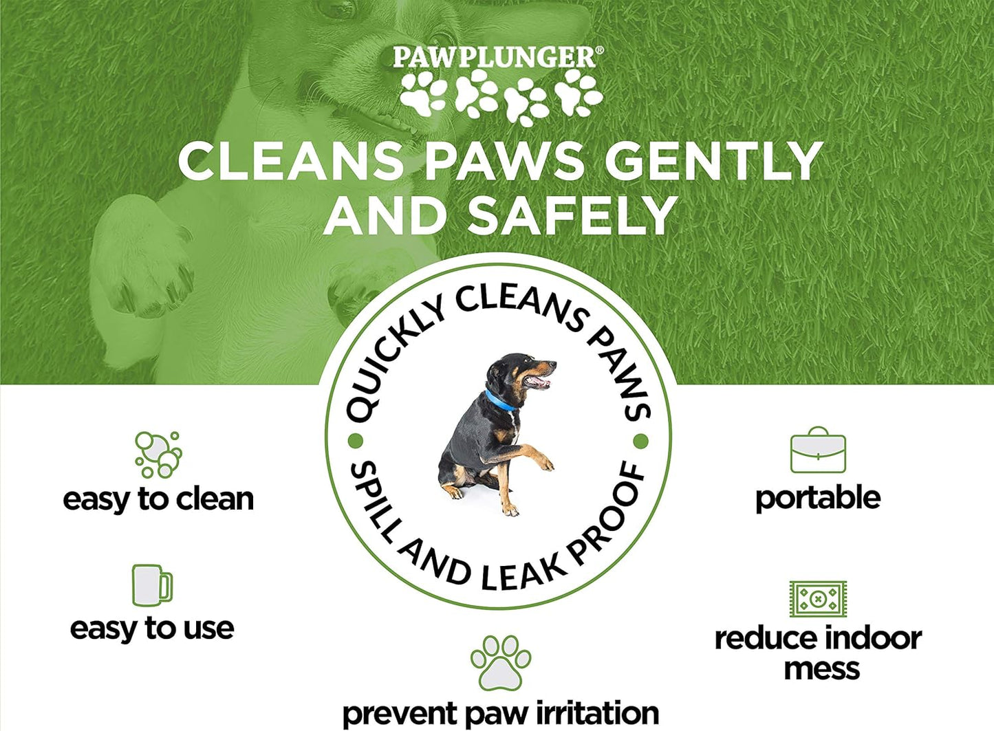 Paw Plunger Portable Dog Paw Cleaner - Essential Washing Solution for Medium Dogs - Black